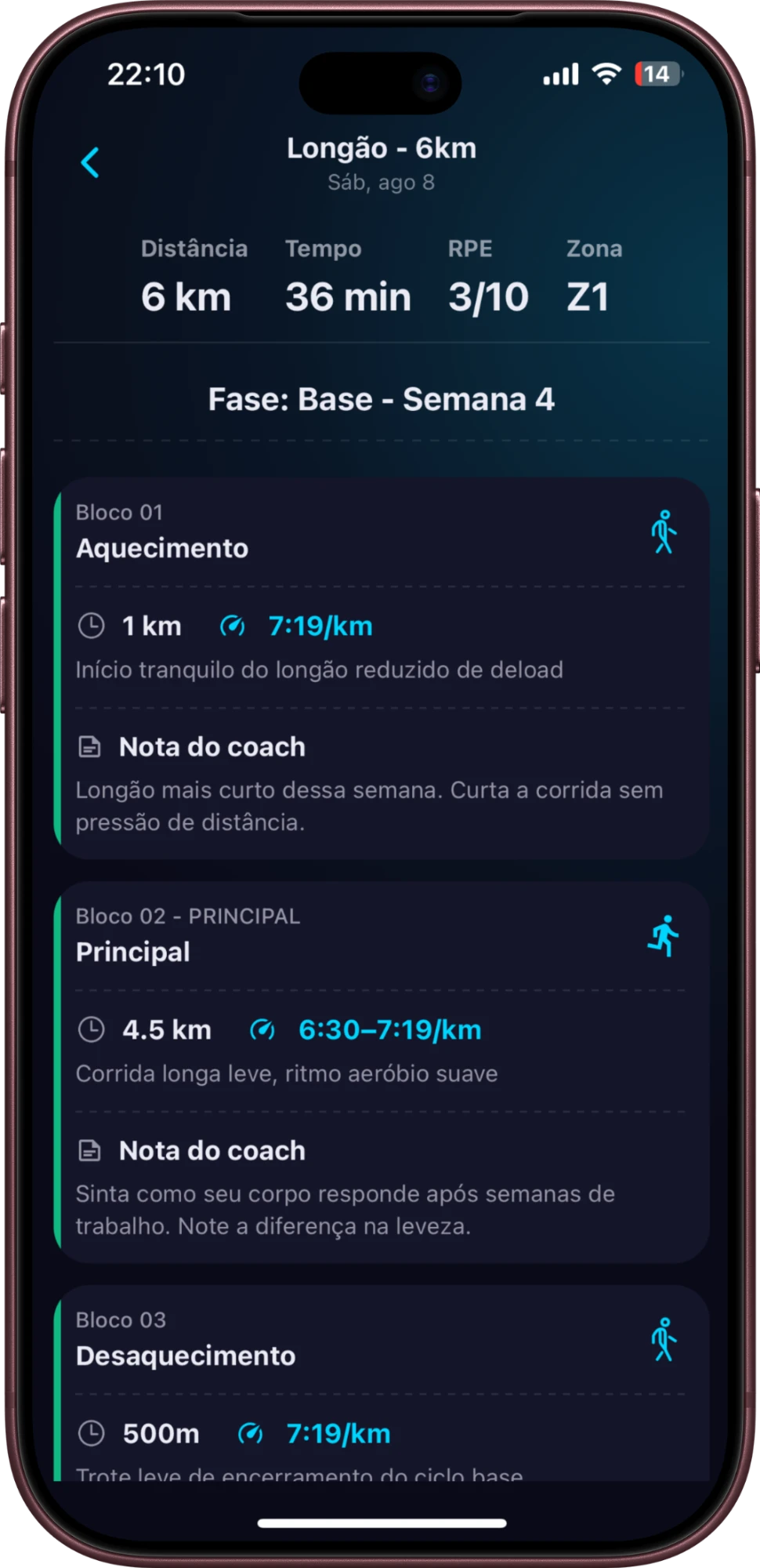 RunEasy - Detalhe do Treino